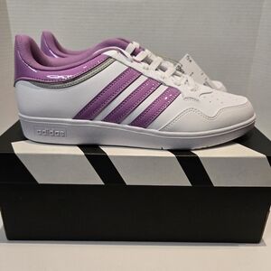Adidas Hoops 4.0 White and Purple Sneakers